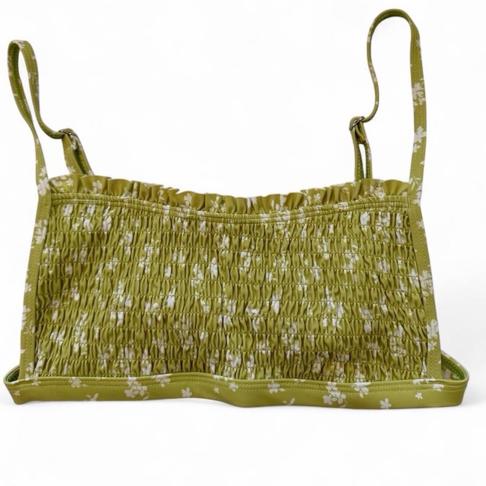 Floral Smocked Green Crop Top